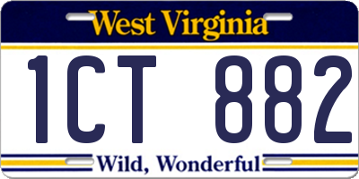 WV license plate 1CT882