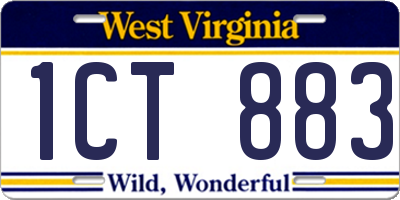 WV license plate 1CT883