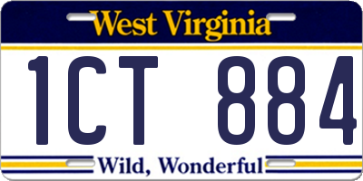 WV license plate 1CT884