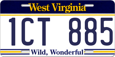 WV license plate 1CT885