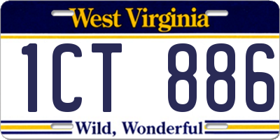 WV license plate 1CT886