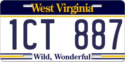 WV license plate 1CT887