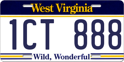 WV license plate 1CT888