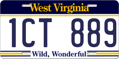 WV license plate 1CT889
