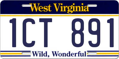WV license plate 1CT891