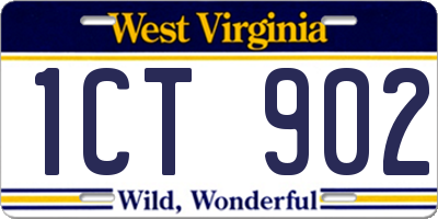 WV license plate 1CT902