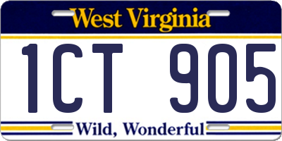WV license plate 1CT905