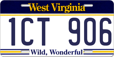 WV license plate 1CT906