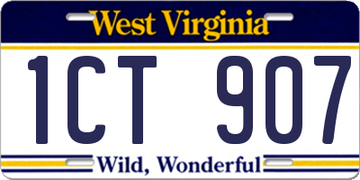 WV license plate 1CT907