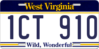 WV license plate 1CT910