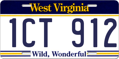 WV license plate 1CT912