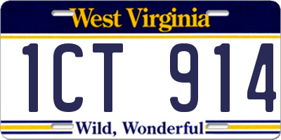 WV license plate 1CT914