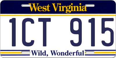 WV license plate 1CT915