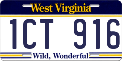 WV license plate 1CT916