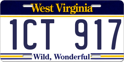 WV license plate 1CT917