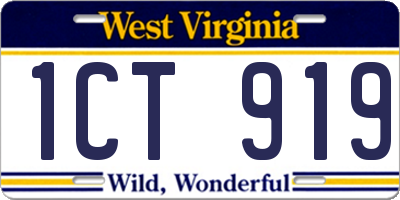 WV license plate 1CT919
