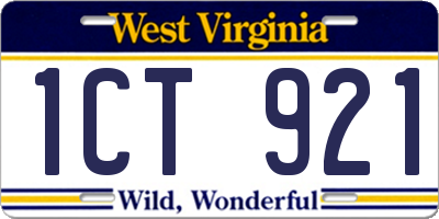 WV license plate 1CT921