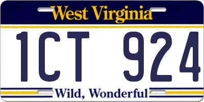 WV license plate 1CT924