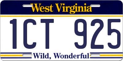 WV license plate 1CT925