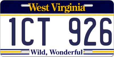 WV license plate 1CT926