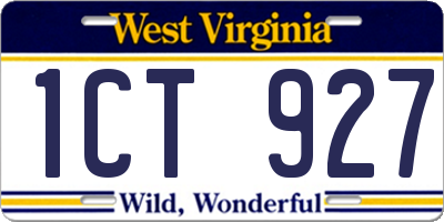 WV license plate 1CT927
