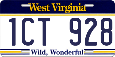 WV license plate 1CT928