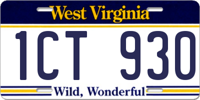 WV license plate 1CT930