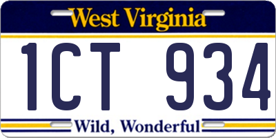 WV license plate 1CT934