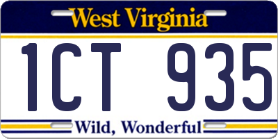 WV license plate 1CT935