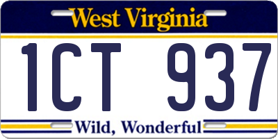 WV license plate 1CT937