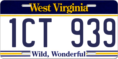 WV license plate 1CT939