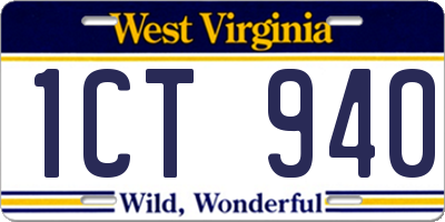 WV license plate 1CT940