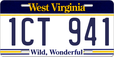 WV license plate 1CT941