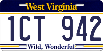 WV license plate 1CT942