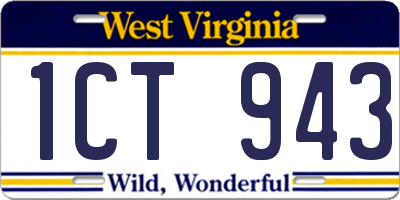 WV license plate 1CT943