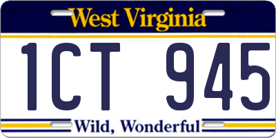 WV license plate 1CT945
