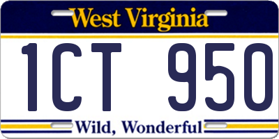 WV license plate 1CT950