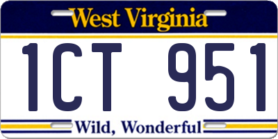 WV license plate 1CT951