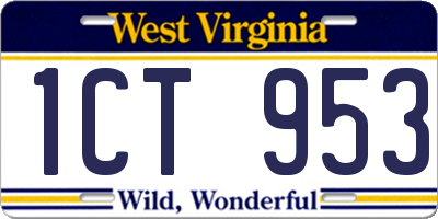 WV license plate 1CT953