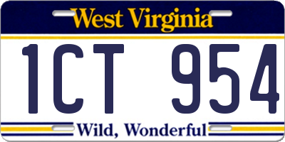 WV license plate 1CT954