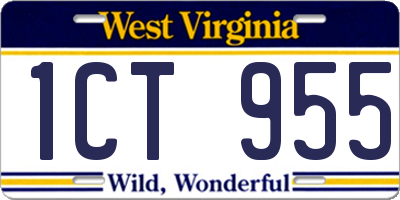 WV license plate 1CT955