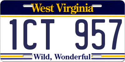 WV license plate 1CT957