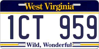 WV license plate 1CT959