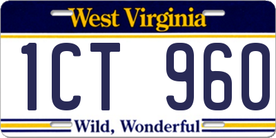 WV license plate 1CT960