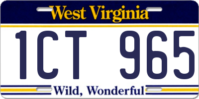 WV license plate 1CT965
