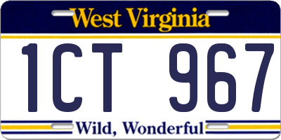 WV license plate 1CT967