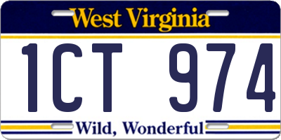 WV license plate 1CT974