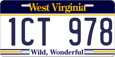 WV license plate 1CT978