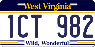 WV license plate 1CT982