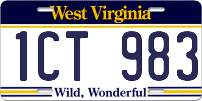 WV license plate 1CT983